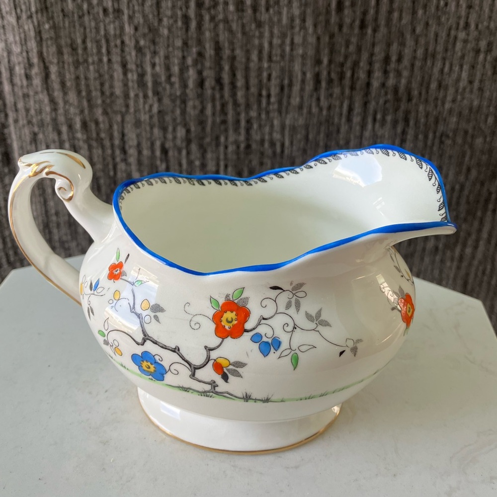 Vintage Paragon Fine Bone Colorful Creamer Hand Painted England 5” Wide 3” Tall